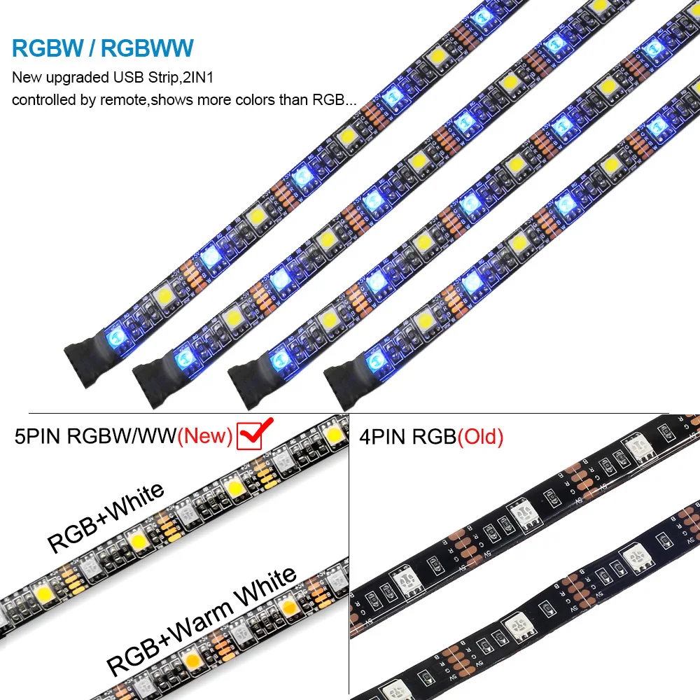 DC 5V USB Led Strip 40 Key RGBW RGBWW Bluetooth Led Strip Smart APP Control Flexible Diode Tape For TV PC Screen Backlight Decor