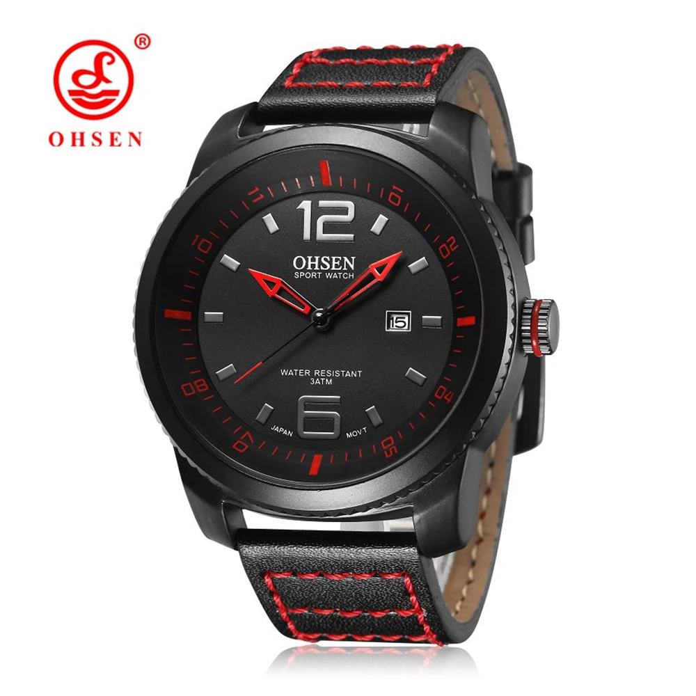 

OHSEN Mans Watch Hot Sale Luxury Leather Casual Business Clock Men Waterproof Quartz Mens Auto Date Watches Waterproof relojes