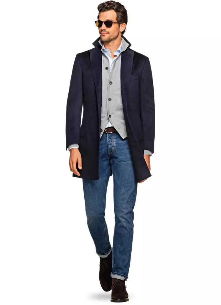 New arriving Autumn Winter custom made Trench Coat Clothing navy blue