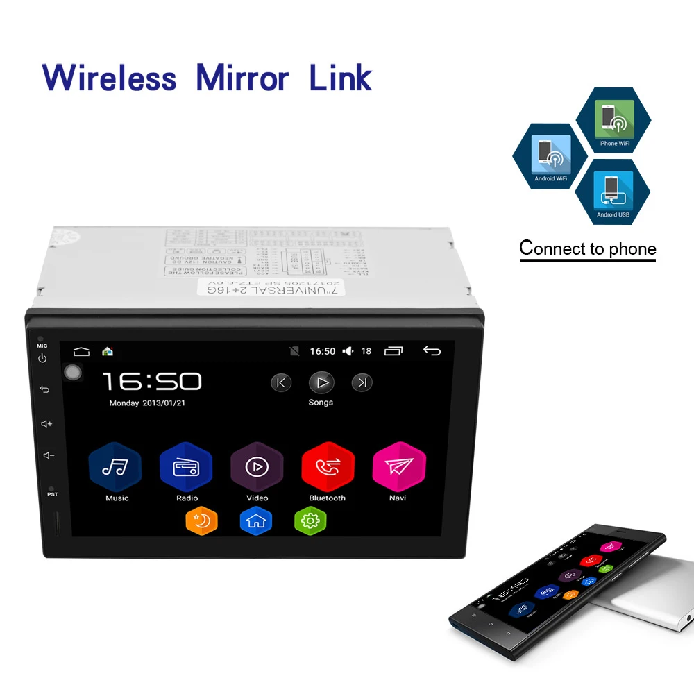 Best New 2 Din Android 6.0 Car Radio Stereo 7"Universal Car Player GPS Navigation Wifi Bluetooth 2G DDR3 + 16G NAND Memory Flash 0010 3