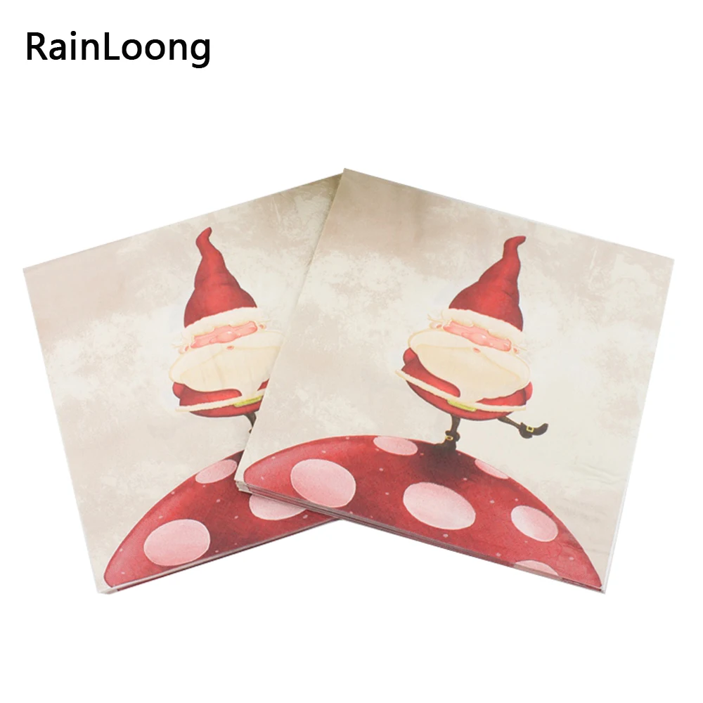 

[RainLoong] Christmas Santa Napkins Festive & Party Supplies Tissue Paper Napkins Decoration Servilleta 33cm*33cm 20pcs/pack