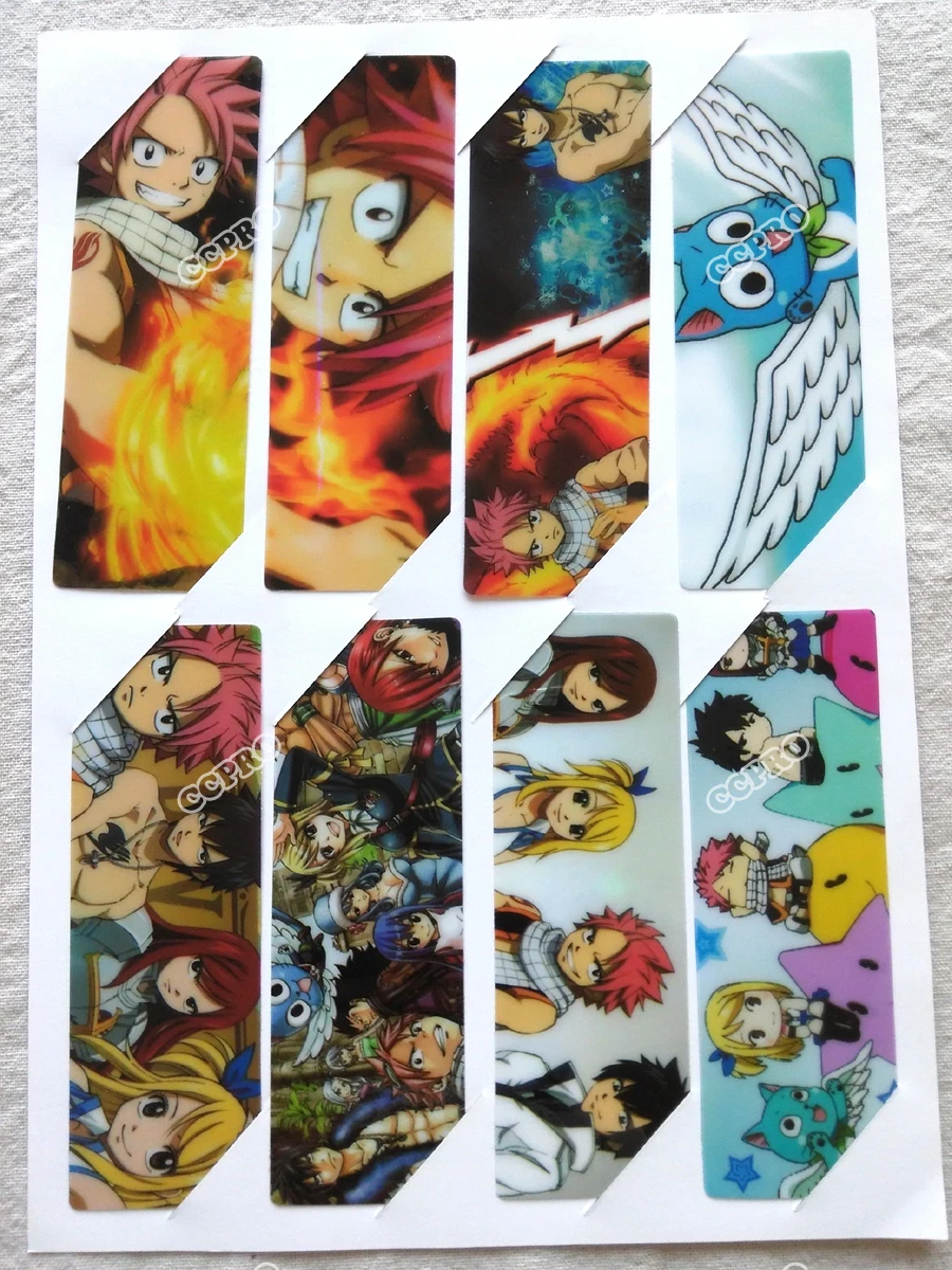 8pcsset pvc anime bookmarks printed with anime fairy tail