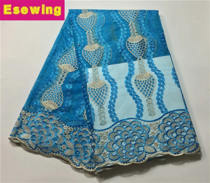 

New 2018 Latest French Nigerian Laces Fabrics High Quality Tulle African Laces Fabric Wedding African French Tulle Lace BLUE