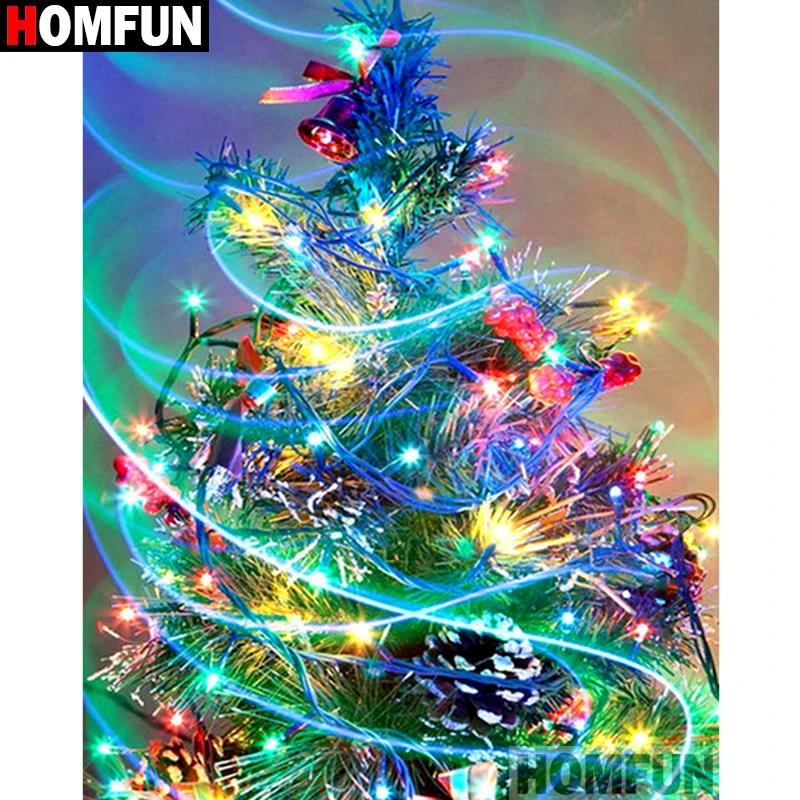 HOMFUN полная квадратная/круглая дрель 5D DIY Алмазная картина "Рождественская елка пейзаж" вышивка крестиком 3D домашний декор A10863