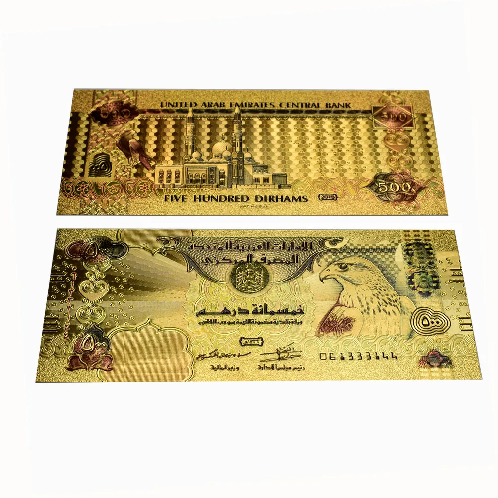 

500 Dirham Gold Foil Banknotes United Arab Emirates Fake Money with Envelope