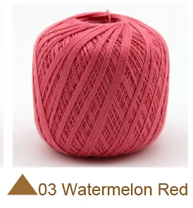 400 г кружевная хлопковая летняя пряжа для вязания крючком, 8 шариков, доступны различные цвета - Цвет: 03 Watermelon Red