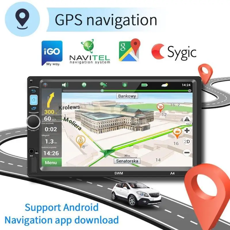 SWM A4 2 Din " сенсорный экран автомобиля MP5 видео плеер Android 8,1 gps Navi WiFi Bluetooth FM радио 1 ГБ 16 ГБ медиаплеер с камерой