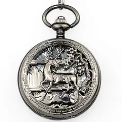 Модные Роскошные Механические карманные часы мужские руки Ветер вверх стимпанк пятнистого оленя логотип карманные часы с карманные часы