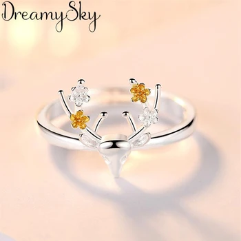 

Wholesale Fashion Silver Color Sika Deer Rings For Women Girls Adjustable Size Open Ring Wedding Party Jewelry