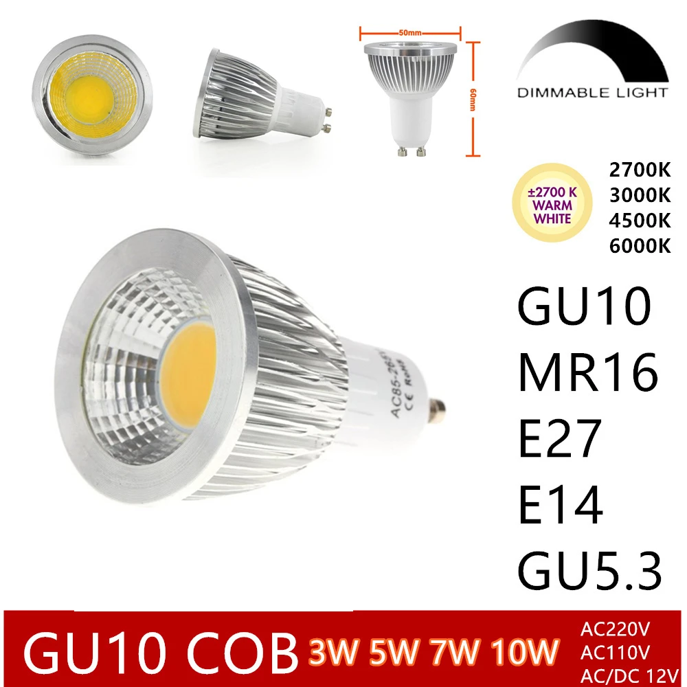 Led Spotlights 3000k | Gu10 Dimmable Led 3w | Led Bulb Gu10 10w | 2700k Mr16 12v - Led Bulbs & Tubes -