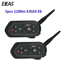 2 pz EJEAS Multifunctio E6 Moto Citofono VOX Auricolare BT Interfono Casco Bluetooth Intercom per 6 Riders 1200 M Communica