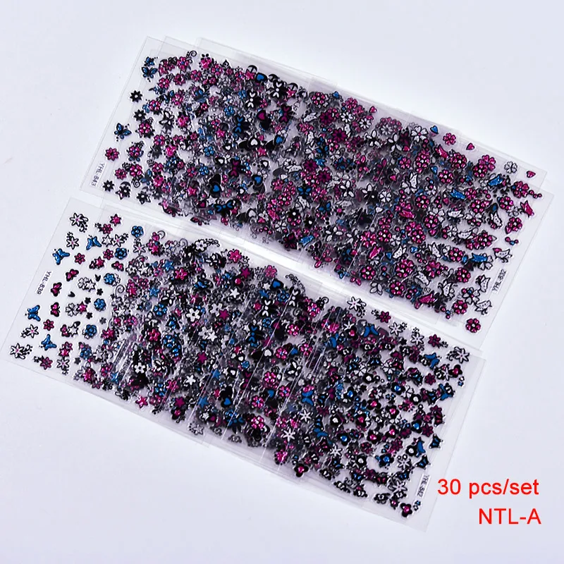 30 шт. обертывания для ногтей цветок наклейки самоклеющиеся-самоклеющиеся наклейки для ногтей s 3D наклейки для ногтей украшения ногтей аксессуары(30 шт. в одном пакете