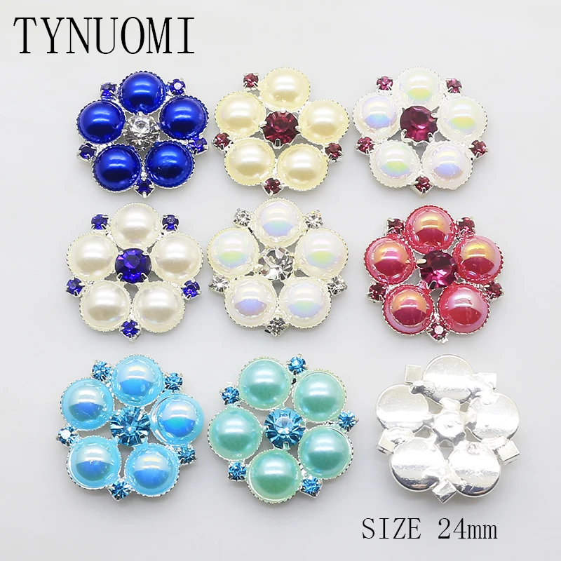

10 pieces / lot24MM Color Pearl Rhinestone Button Webbing Sewing Decorative Buckle DIY Christmas Craft Decoration Embellishment