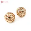 6PCS 8.5MM 10MM 24K Champagne Gold Color Plated Brass Hollow Round Beads High Quality Diy Jewelry Accessories ► Photo 3/6