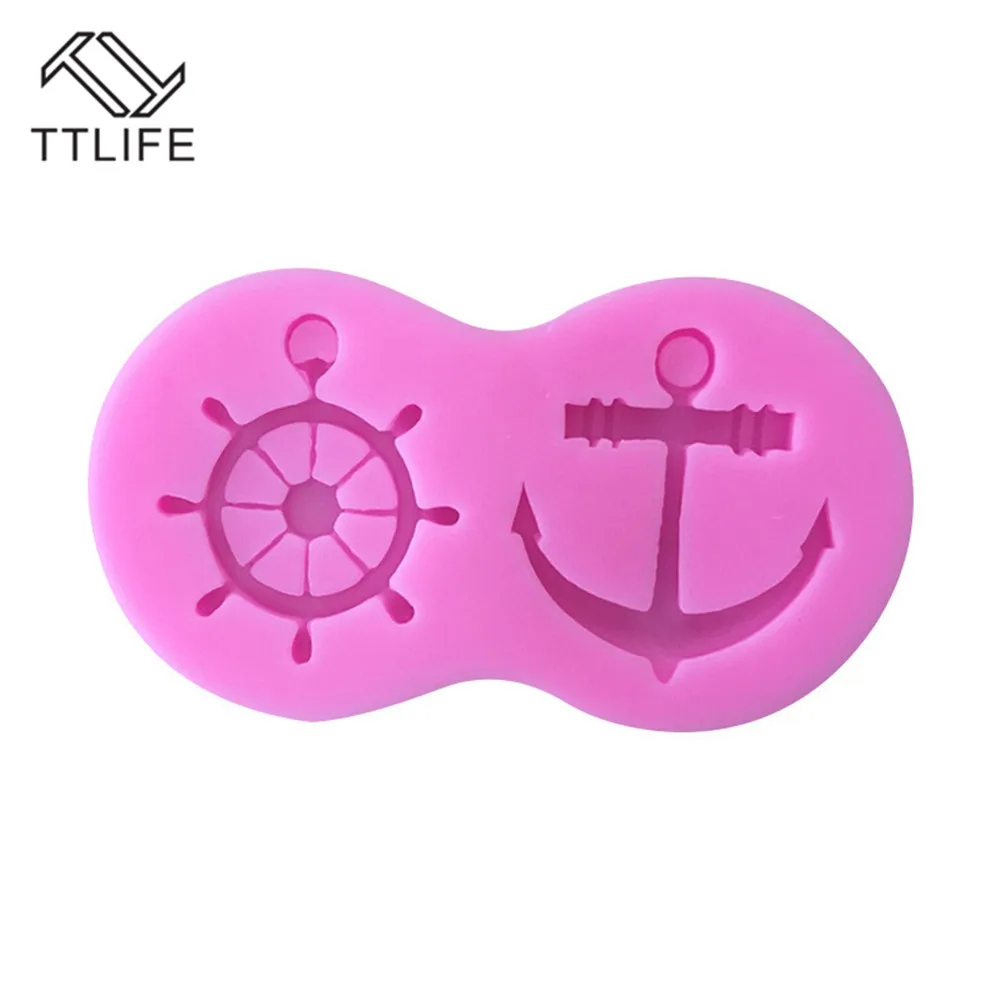 

TTLIFE 2 Holes Anchor Rudder Shape Silicone Mold Fondant Cake Decorating Tools Sugarcraft Chocolate Pastry Stencils Baking Mould