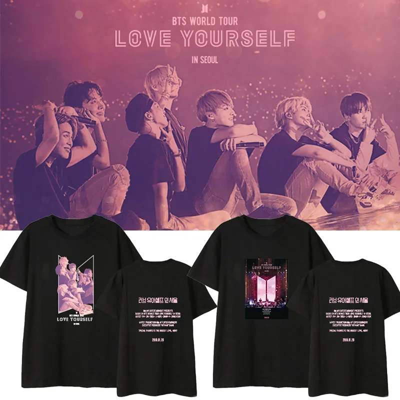 

Kpop Bangtan Boys 2019 Love Yourself World Tour In Seoul Album Shirts Loose Tshirt T Shirt Short Sleeve Tops T-shirt DX899