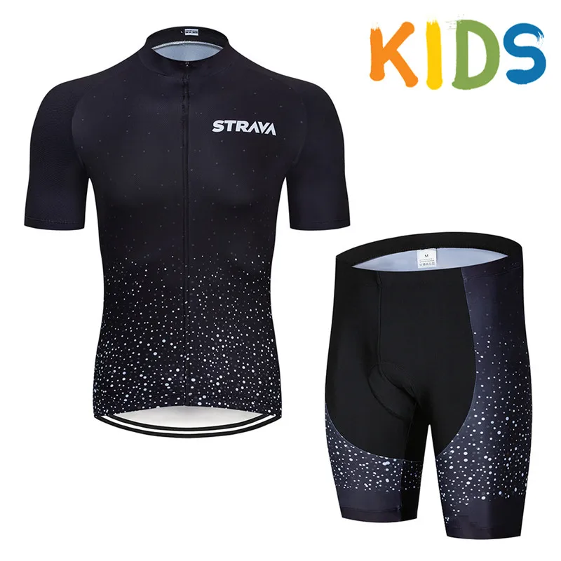 STRAVA команда дышащий Быстросохнущий детский велосипед Джерси комплект детский велосипед одежда для мальчиков и девочек Летняя велосипедная одежда