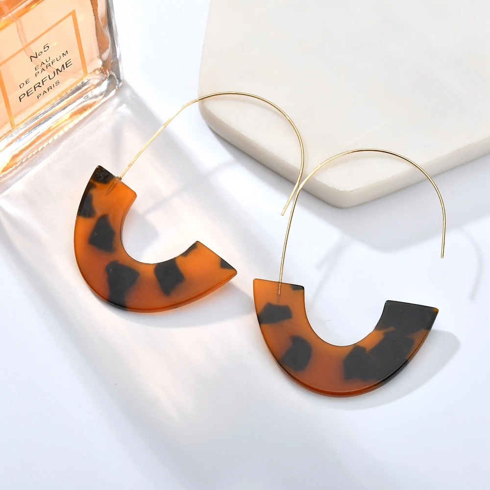 Dark Brown GEREIT Мода Bijoux Brinco Boho леопардовая черепаха раковина большой крючок акриловые серьги висячие серьги - Окраска металла: Dark Brown