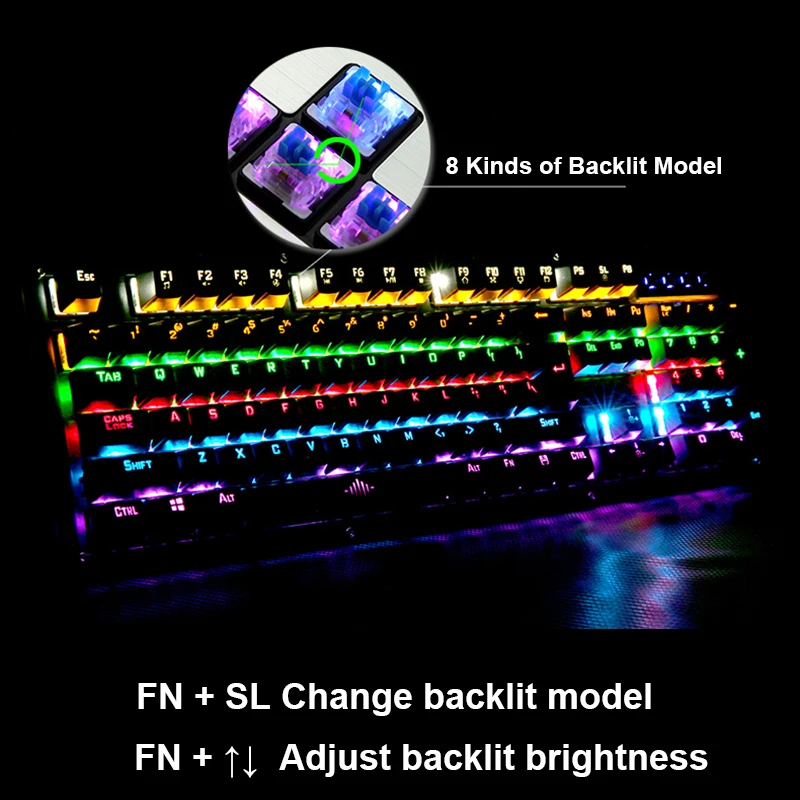 104 Keys Wired K29 Usb Mixed LED Backlit Ergonomic illuminated Mechanical Gaming Keyboard Gamer Mul