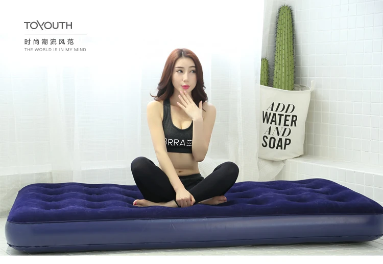 Student air mattress single double air mattress flocking honeycomb inflatable bed Outdoor inflatable bed foldable (5)