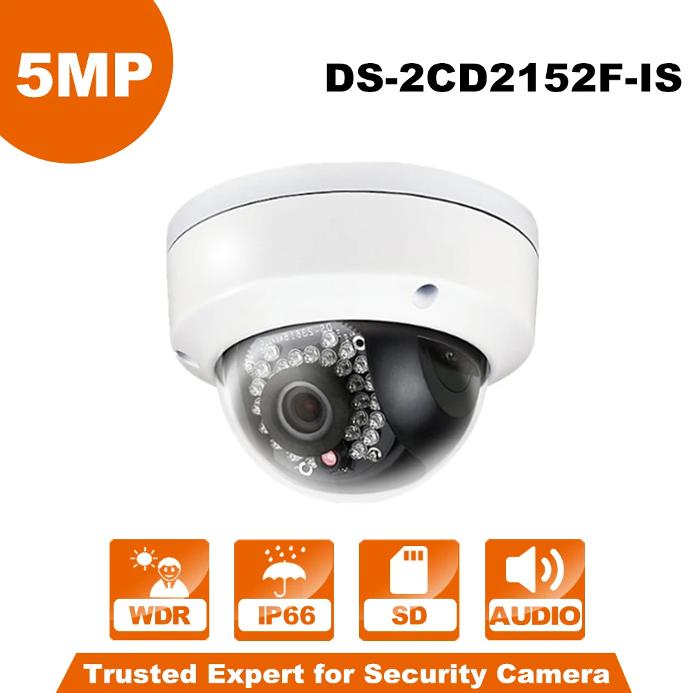 

In stock Hikvision CCTV IP Camera DS-2CD2152F-IS 5MP WDR 1080P PoE IP Camera Dome Security IP Camera Built-in SD Card slot