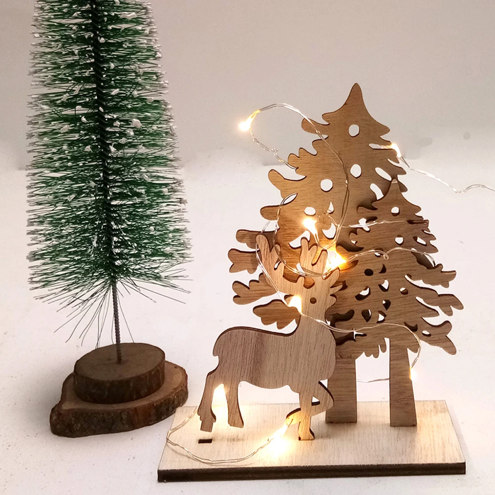 DIY рождественские настольные деревянные украшения для рождественской елки лось Санта статуэтки для дома вечерние украшения магазина
