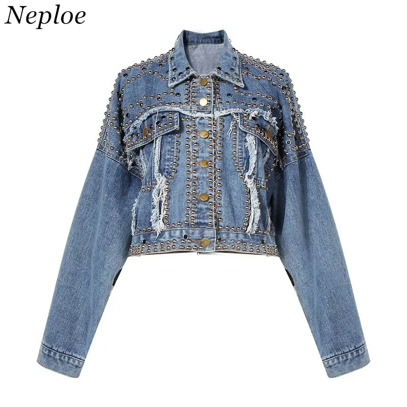 Neploe 2019 Autumn Rivet Single Breasted Women Jackets