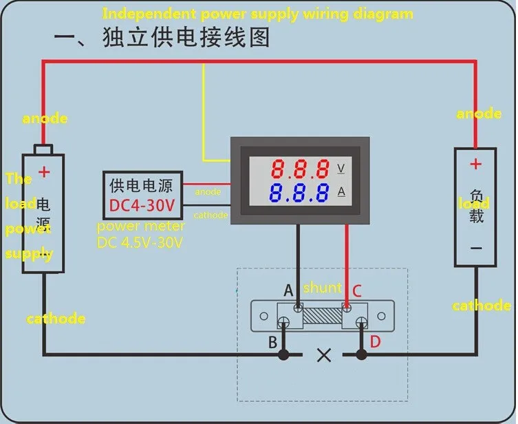 DC100V 50A с двумя светодиодными цифровыми Вольтметр Амперметр Amp Вольтметр+ Токовый Шунт тока 100 V 50A