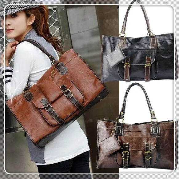 retro stitching handbags 2015 medium size women tote bag hot selling medium size purse