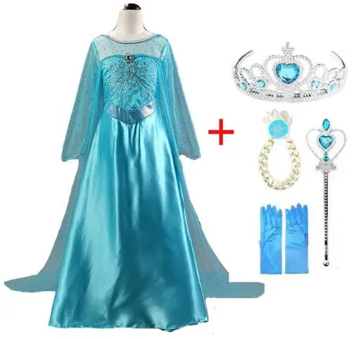 Платье для девочек; платье королевы Эльзы; костюм Снежной королевы Анны; праздничные платья для девочек; детская одежда - Цвет: Set D