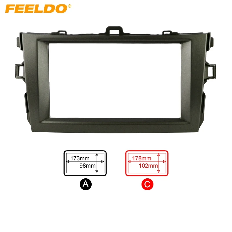 FEELDO Grey Car Refitting 2DIN Radio Stereo DVD Frame Fascia Dash Panel Installation Kits For Toyota