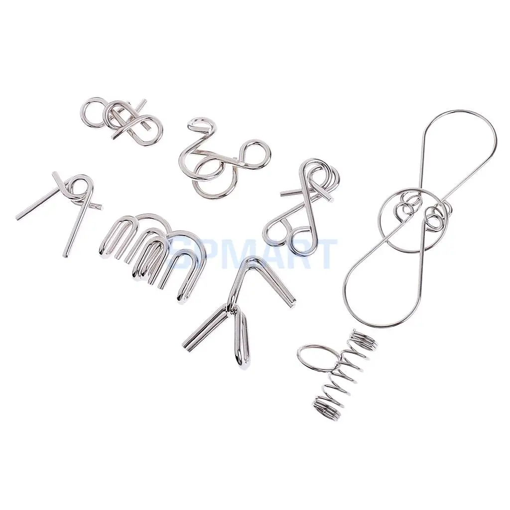 8Pcs Classical Metal Ring Puzzles Brain Teaser IQ Test Lock Toy for