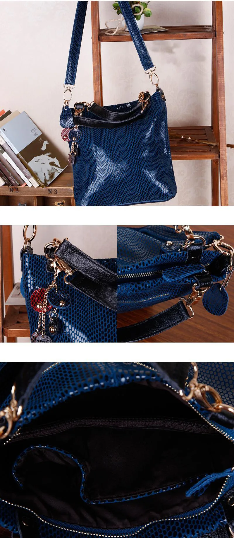 Arliwwi Изящные тисненые сумки на плечо из натуральной кожи змеиная сумка с узором сумки с элегантной кисточкой B2913