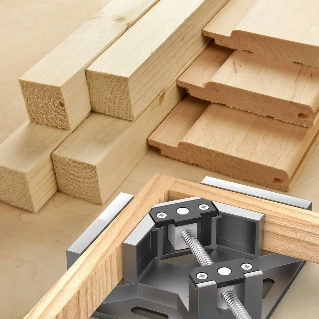 

Aluminum Alloy Single Handle 90 Degree Right Angle Clamp Woodworking Frame Clip Folder Tool Photo Frame Corner
