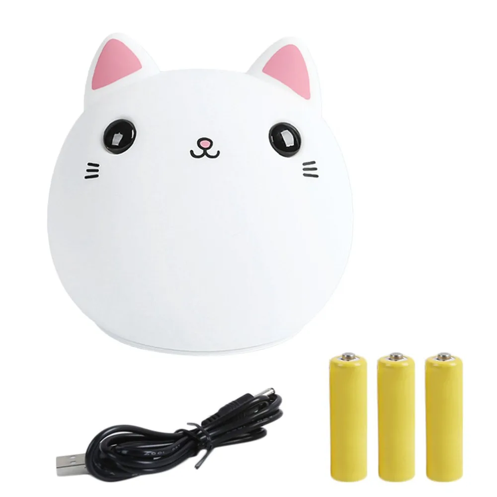 Цветной силиконовый ночник с изображением кошки светодиодный USB лампа милые