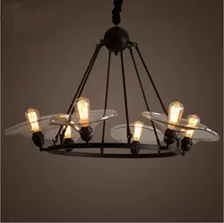 Лофт утюг стекло LED 6 * E27 старинные подвесной светильник Американский промышленный лампа для гостиной столовой Бар Декор AC 90 -265 В 1853