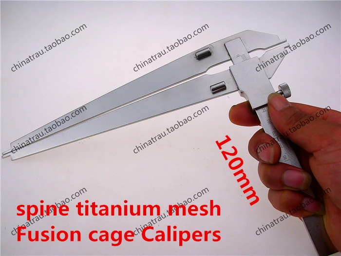 

medical orthopedic instrument spine Lumbar vertebra titanium mesh Fusion cage Calipers stainless steel Length measuring ruler AO