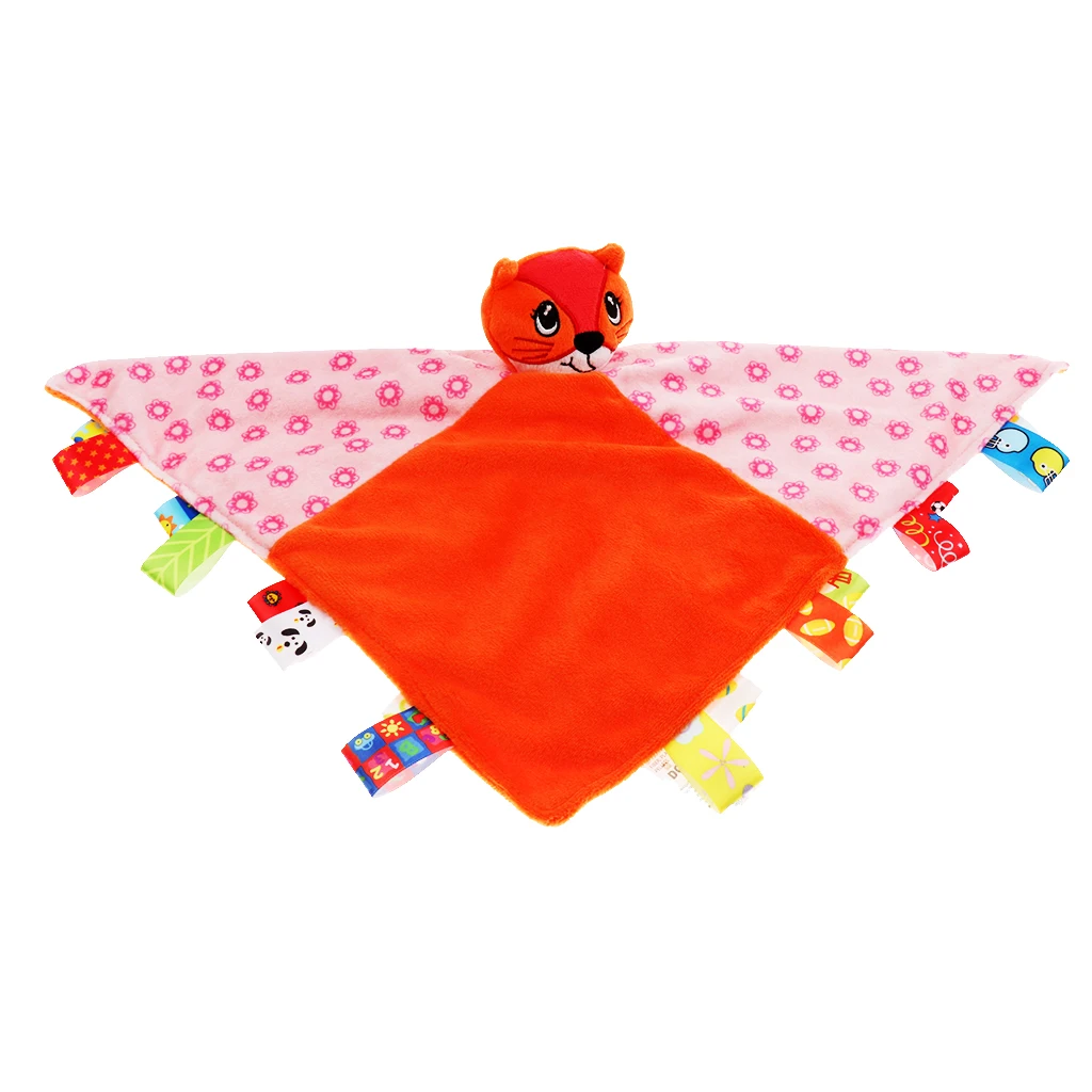 Baby Kids Children Toddler Animal Blanket Soft Plush Teething Security Tag Blankets 32x32cm