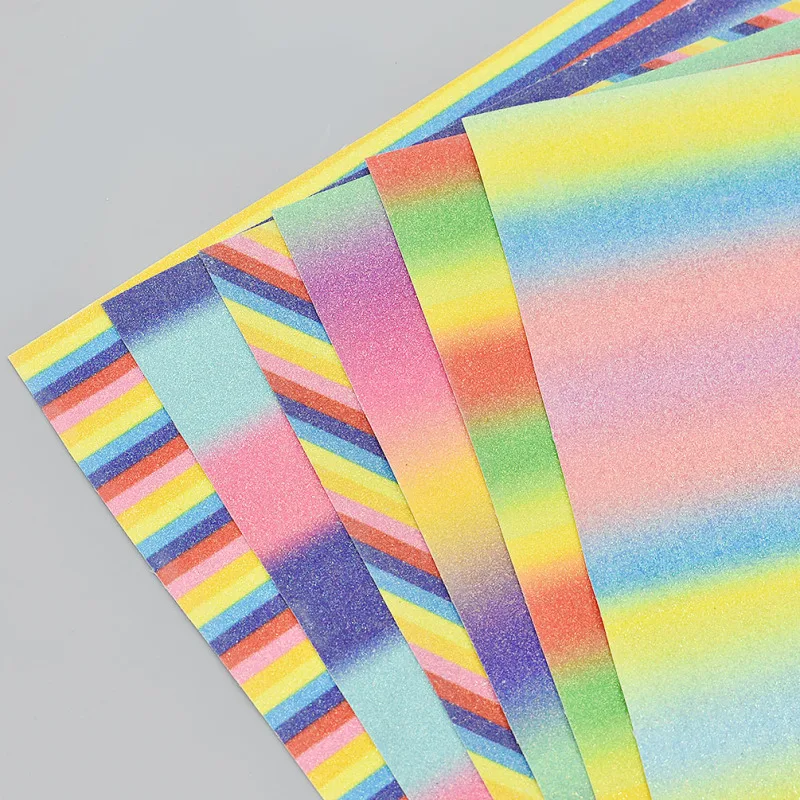 

A4 Synthetic Leather Fabric Gradient Rainbow Color Glitter Leather Home Decoration Handmade Bow Materials