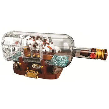 

Ideas Ship in a Bottle Collectible Display Creator Building Blocks Kit Bricks Classic Model Kids Toys For Children Gift
