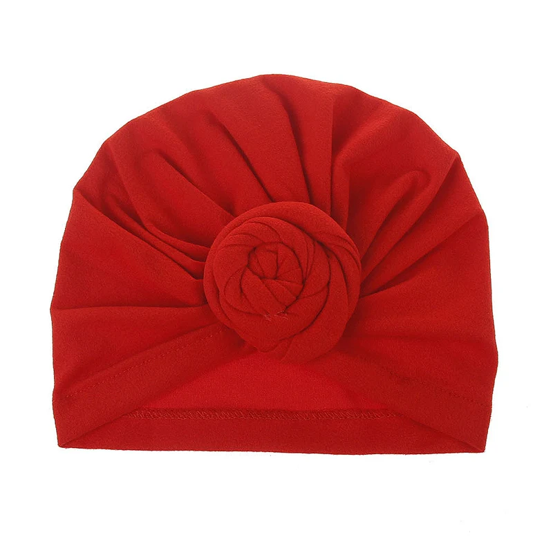 REAKIDS, дизайн, милая хлопковая детская шапка, мягкая шапка-тюрбан с узлом для девочек, летняя шапка в богемном стиле, детская шапка для новорожденных девочек и мальчиков - Цвет: B Red