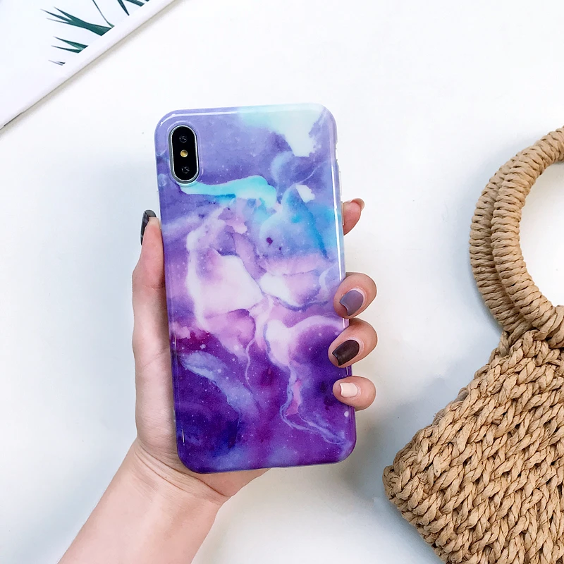 Case For iPhone X Xr Xs Max Cover Chic Shiny Marble Skin Petal Soft TPU Girly  (6)