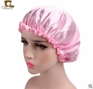 Silk Satin Night Sleep Cap Hair Care Beauty Bonnet Hat Head Cover Elastic Band - Цвет: E