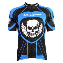 Alien спортивная одежда с крыльями черепа Мужская Летняя быстросохнущая с коротким рукавом велосипедная одежда синий велосипед из полиэстера Джерси размер XS до 5XL