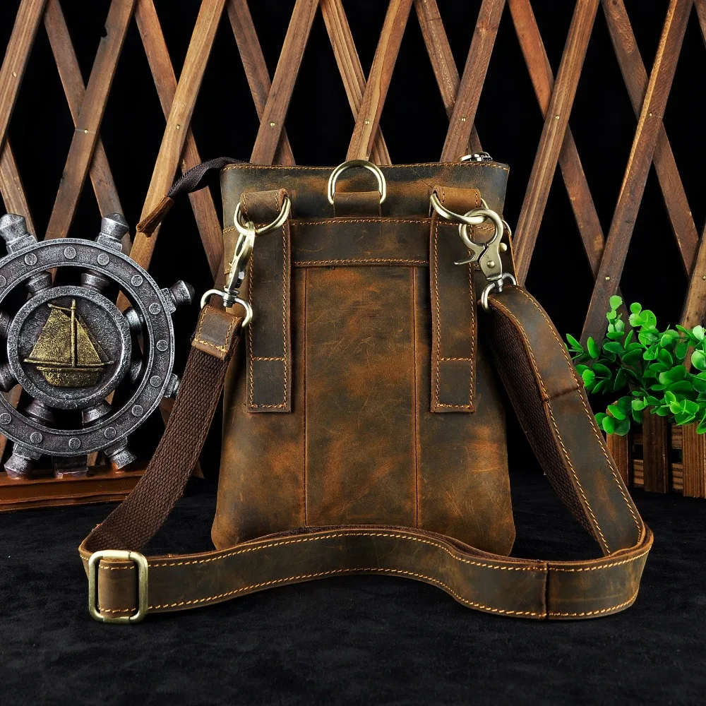 Fashion Real Leather Multifunction Casual Waist Pack 8" Pad Cross-body Bag Satchel Messenger Bag Hip Bum Pouch Belt Pack 8712d