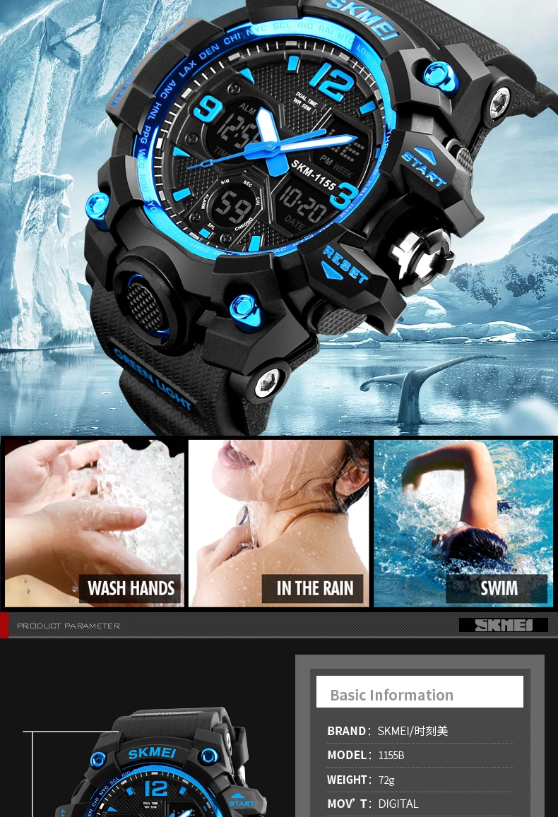 Новые военные спортивные часы для мужчин SKMEI электронные светодиодный цифровые наручные часы Мужские часы 50 м водонепроницаемые кварцевые часы Relogio Masculino