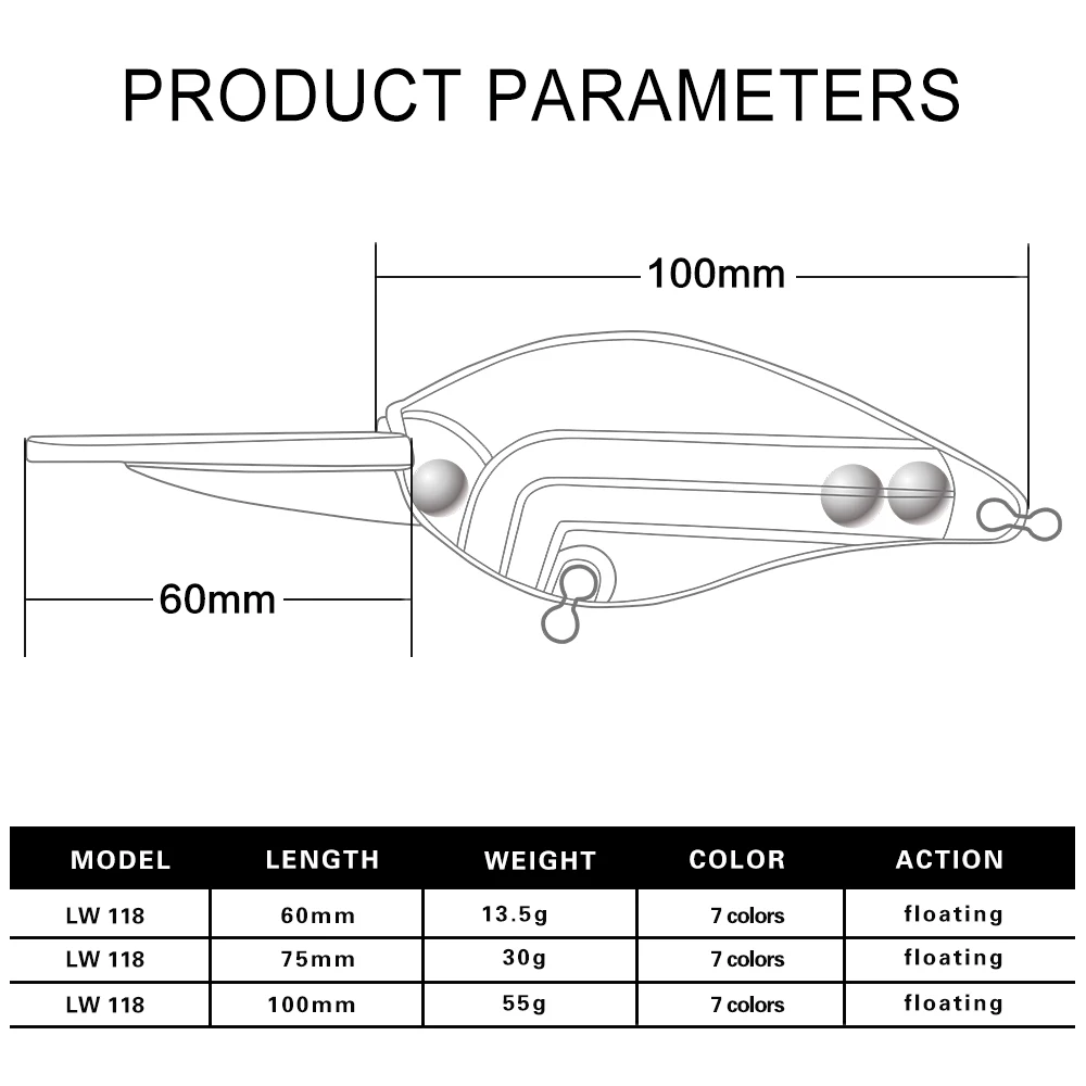 HuntHouse crankbait leurre Deep dive crankbaits crank 60mm13.5g 75mm30g wobbler pesca for bass pike freshwater LW119 fishing lur