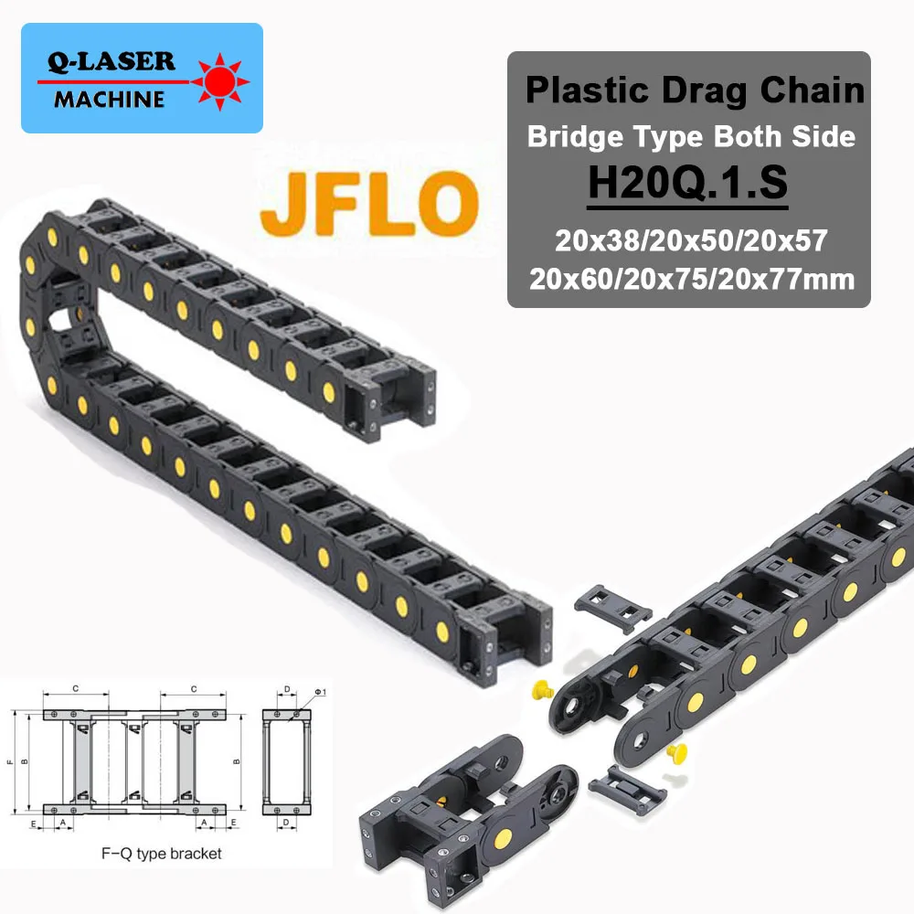 Тяговые цепи JFLO H20Q. 1.S мост типа обе стороны отверстие 20x38 20x50 пластиковые
