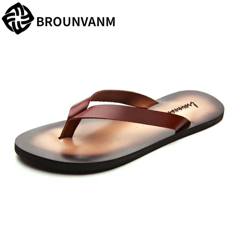 

flip-flops men's Genuine Leather slippers summer leisure shoes sandals Sneakers Men Slippers casual Shoes beach outdoor male