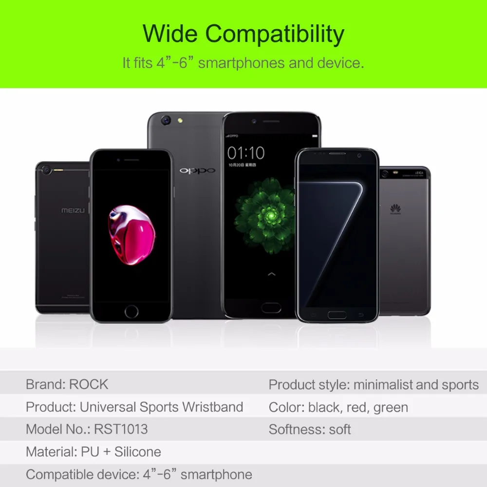 Rock Sports Armband Case for iPhone 8 7 Universal Wrist Running Sport Arm Band Bag  for 4-6 inch Phone Devices 